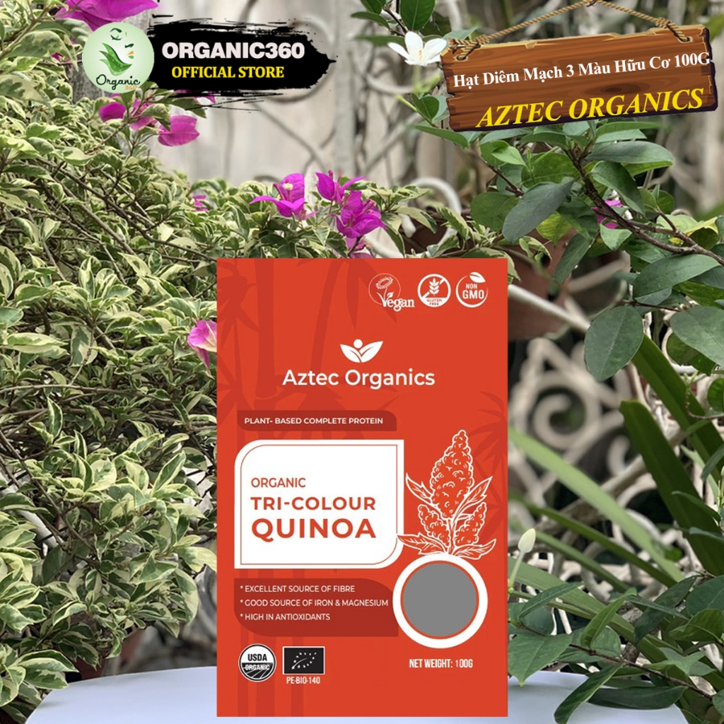 Ảnh Hạt Diêm Mạch Quinoa 3 Màu Hữu Cơ AZTEC ORGANICS Organic Tri-Colour Quinoa 100g 250g 1kg 1