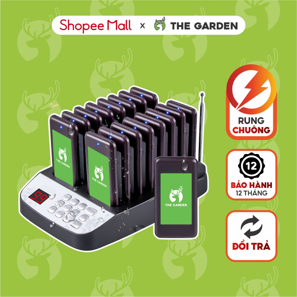 Bộ thẻ rung order THE GARDEN IGWT gọi khách tự phục vụ tầm xa 100m ...