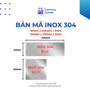Bản mã inox 304, kích thước 60x220mm, 100x100mm, độ dày 8mm, cắt laser độ chính xác cao