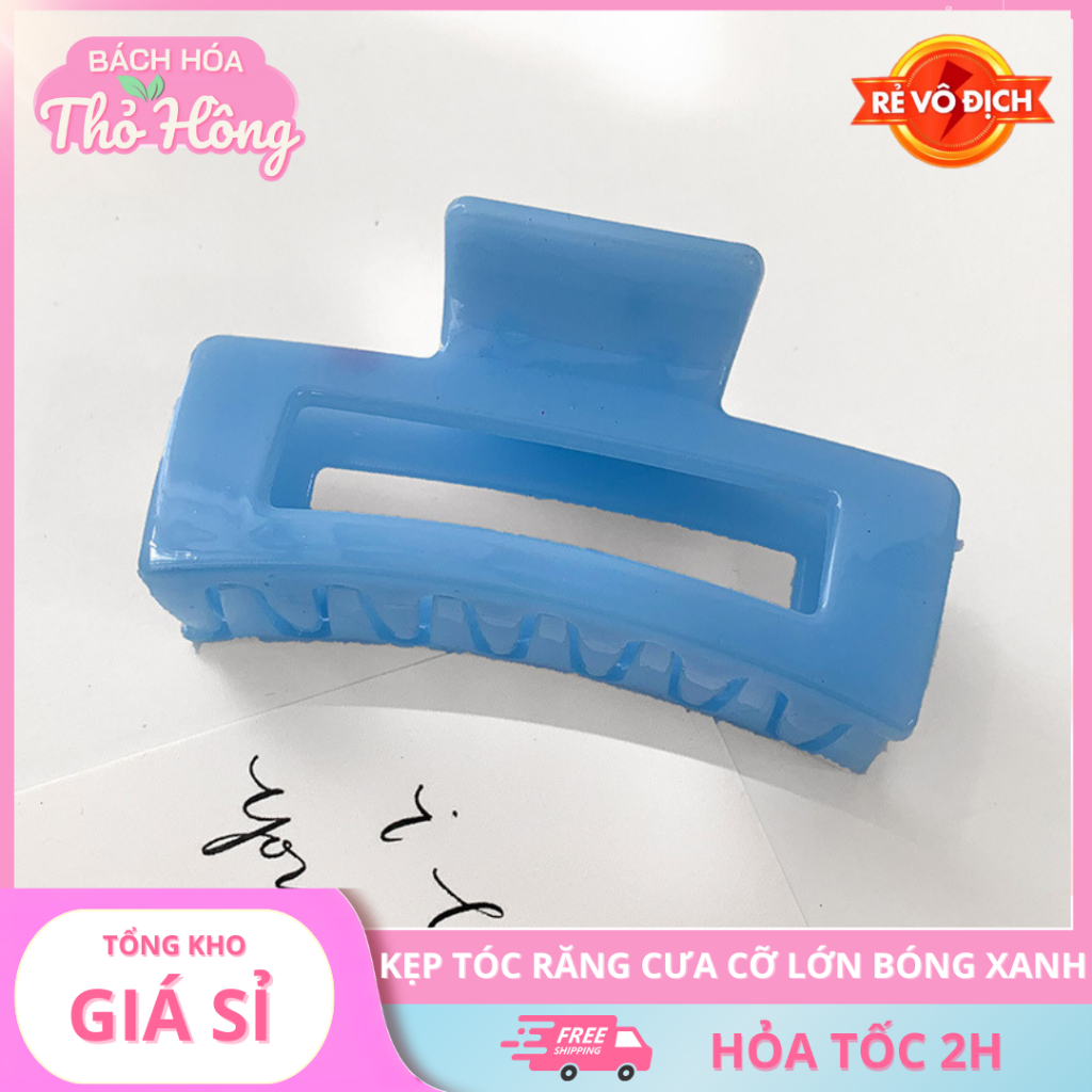 Kẹp tóc răng cưa cỡ lớn phong cách Hàn Quốc kiểu bóng mới xanh