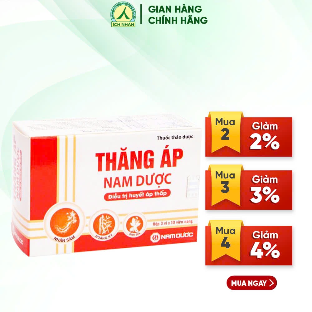 Ảnh Viên uống Thăng Áp Nam Dược, thành phần thảo dược giúp điều hòa nhịp tim, tăng huyết áp, giảm mệt mỏi hộp 30 viên TA3 1