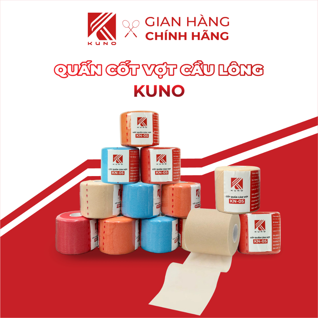 Ảnh Quấn cốt vợt cầu lông KUNO, bảo vệ cốt vợt cầu lông dài 27m mềm mại, thấm hút mồ hôi 1