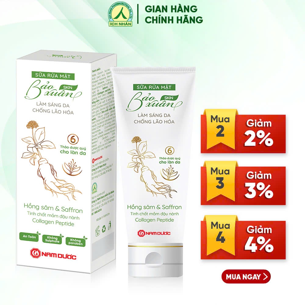 Ảnh Sữa rửa mặt thảo dược Bảo Xuân Skin làm sáng da, ngừa lão hóa 100g SRM 1