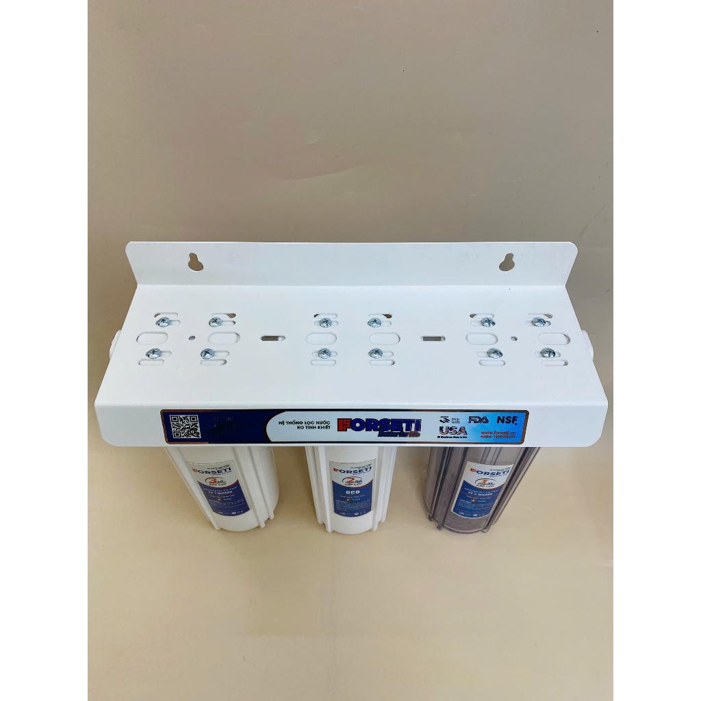 Bộ 3 Cốc 10inch Lọc Đầu Nguồn Trắng Forseti Gồm Phân Loại Full Kèm Cốc Lọc Lắp Sẵn Lõi Phụ Kiện Và Phân Loại Cốc Ko Lõi