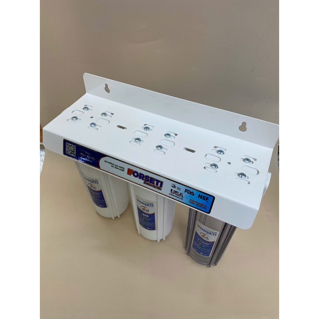 Bộ 3 Cốc 10inch Lọc Đầu Nguồn Trắng Forseti Gồm Phân Loại Full Kèm Cốc Lọc Lắp Sẵn Lõi Phụ Kiện Và Phân Loại Cốc Ko Lõi