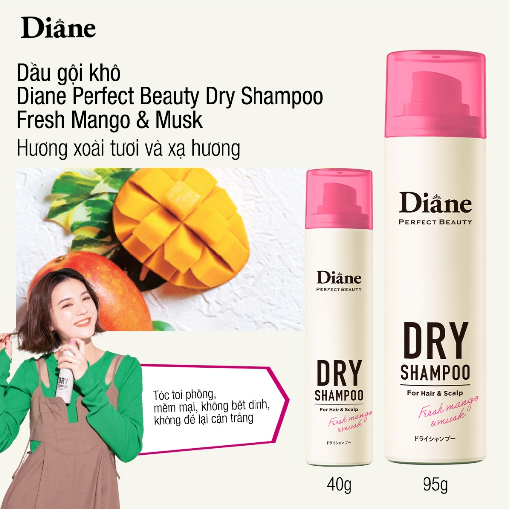 Ảnh Dầu Gội Khô Tóc Tơi Phồng Mềm Mại Không Bết Dính Diane Perfect Beauty Dry Shampoo Fresh Mango & Musk 1