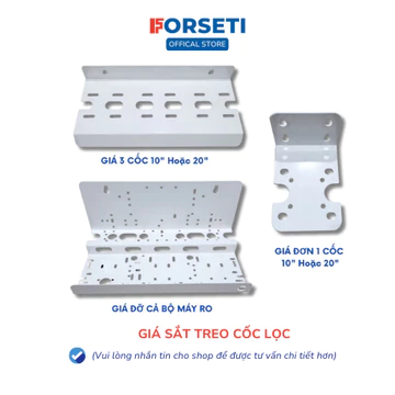 Forseti Giá treo cốc lọc nước bằng sắt sơn tích điện không han rỉ lắp cốc đơn, 3 cốc 10/20 inch và bộ máy RO
