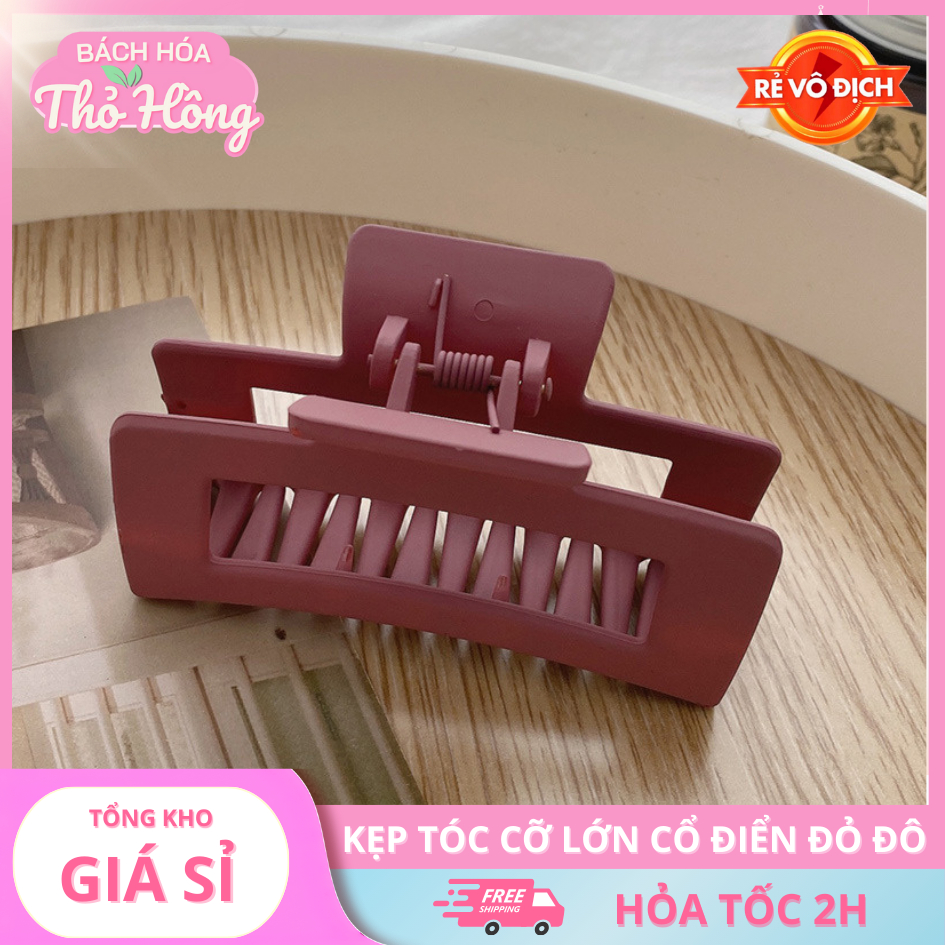 Kẹp tóc cỡ lớn phong cách Hàn Quốc cổ điển đỏ đô