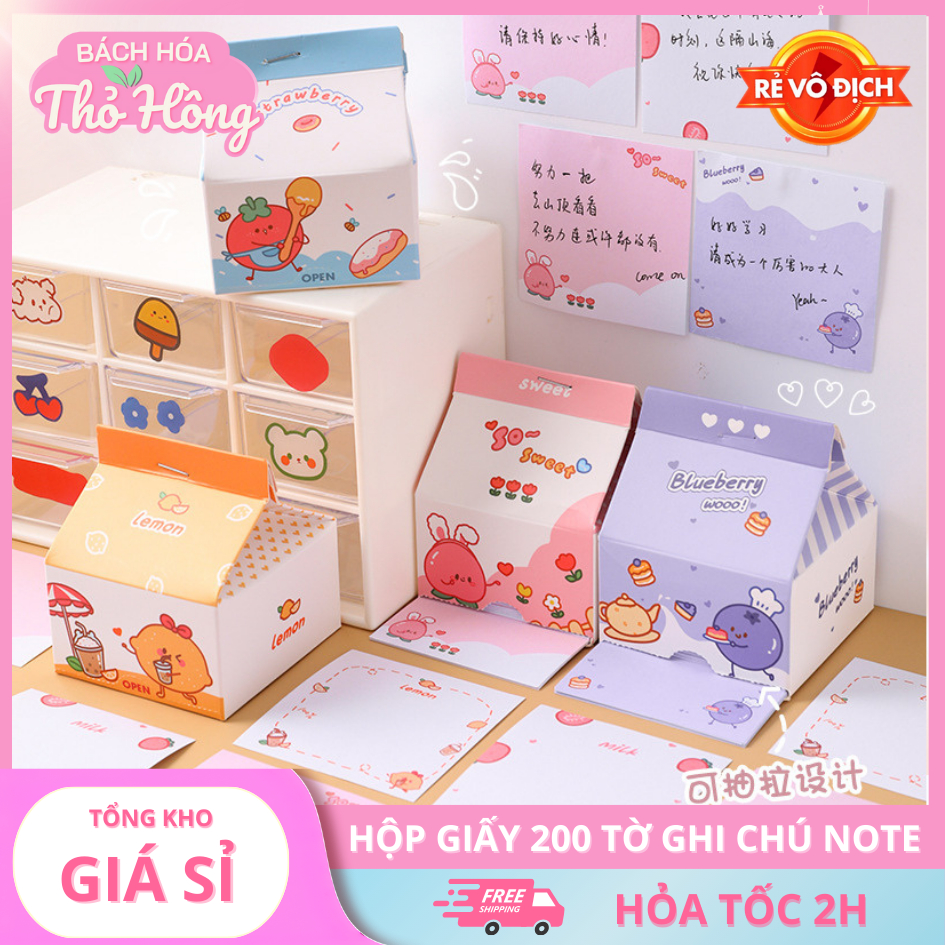 Hộp giấy 200 tờ ghi chú Note nhiều hình