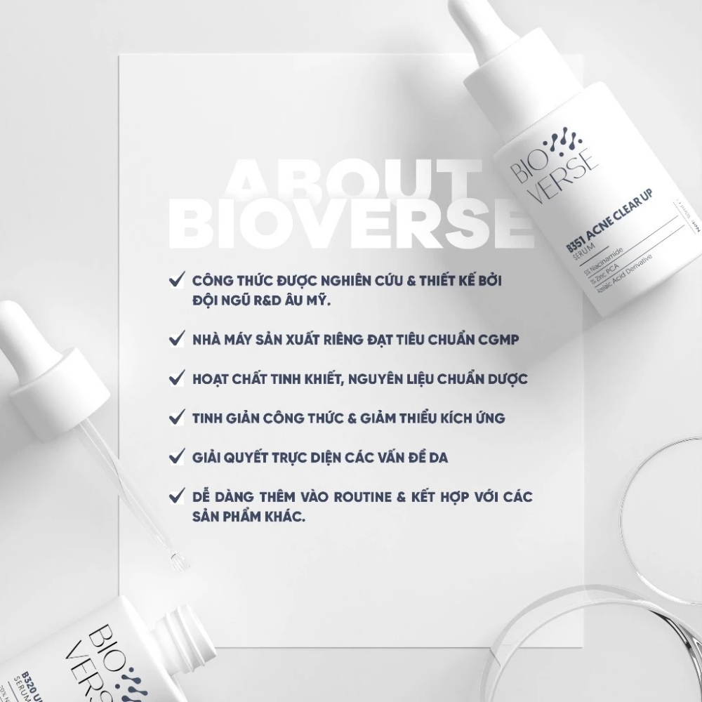Ảnh Tinh chất Bioverse B351 Acne Clear up Niacinamide 5% + Zinc 1% 30ml hỗ trợ giảm mụn hiệu quả 4