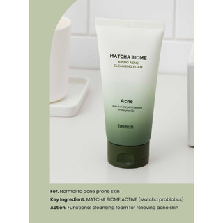 Sữa rửa mặt thuần chay HEIMISH Matcha Biome Amino Acne Cleansing Foam 150g