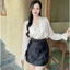 Áo sơ mi nữ tơ ánh kim bèo cổ buộc dây Hàn Quốc A2581 Kymie