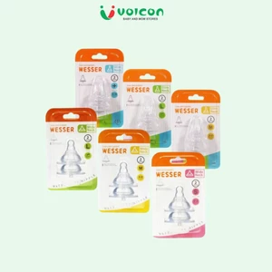 Vỉ 2 Cái Núm Ty Wesser Cổ Hẹp / Cổ Rộng Siêu Mềm đủ size S/M/L/+ cho bé