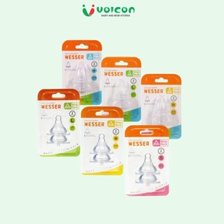 Vỉ 2 Cái Núm Ty Wesser Cổ Hẹp / Cổ Rộng Siêu Mềm đủ size S/M/L/+ cho bé