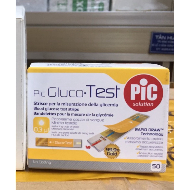 Que thử đường huyết PIC GLUCO TEST( Hộp 1 lọ 25 que)