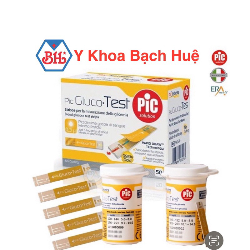 Que thử đường huyết PIC GLUCO TEST( Hộp 1 lọ 25 que)