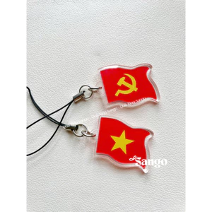 Dây treo 2 mặt hình cờ Đảng,cờ Việt Nam, chất liệu mica trong suốt, dùng làm kỷ niệm, treo điện thoại- Sango
