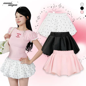 Chân váy bí nữ ngắn xoè công chúa vải phi bóng màu hồng dễ thương summer outfit - PUMPKIN SKIRT