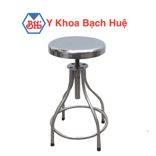 Ghế xoay Inox  tăng giảm được chiều cao 4 chân an toàn dùng cho bệnh viện, phòng khám