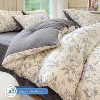 Bộ vỏ chăn ga gối Cloudy M2T BEDDING gồm vỏ chăn mền, drap ga giường và 2 vỏ gối nằm