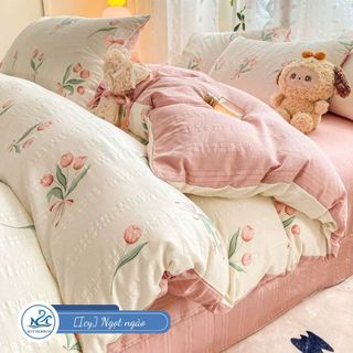 Bộ vỏ chăn ga gối Cloudy M2T BEDDING gồm vỏ chăn mền, drap ga giường và 2 vỏ gối nằm