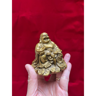 Tượng Phật Di Lặc cỡ nhỏ Bằng Đồng Vàng Để Ô tô vật phẩm phong thuỷ bình an  lộc