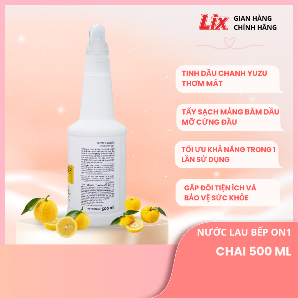 Ảnh Combo 3 túi nước giặt Lix siêu sạch hương hoa anh đào sạch thơm tặng 1 chai nước lau bếp On1 500ml, 3C-N2503+N6701 3
