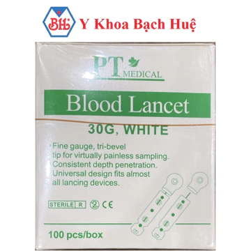 Hộp 100 cây kim chích máu , kim lấy máu đầu dẹp dùng cho các máy đo đường huyết
