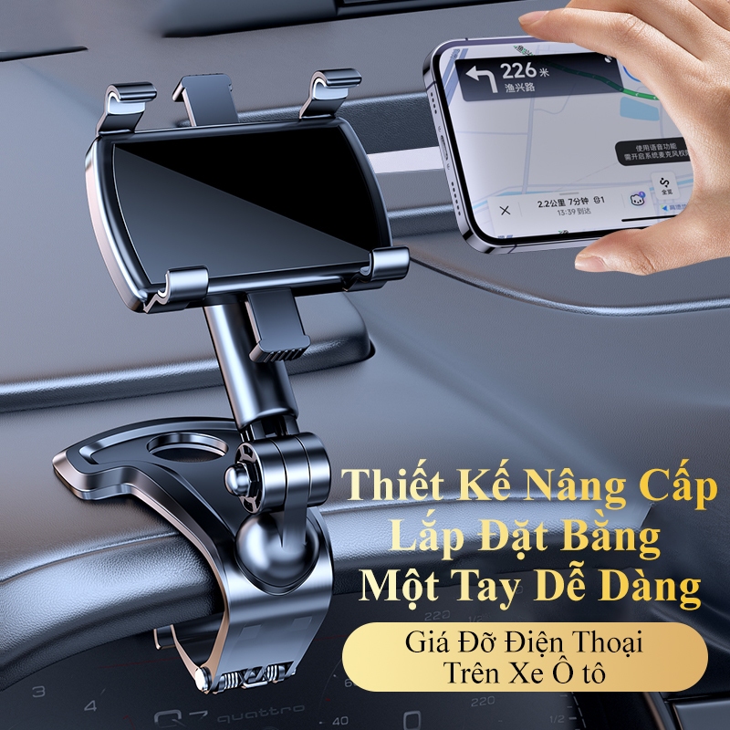 Giá đỡ điện thoại xoay gắn xe hơi COACE Kẹp điện thoại gắn ô tô nhựa ABS xoay 360 độ gắn bảng điều khiển gương hậu
