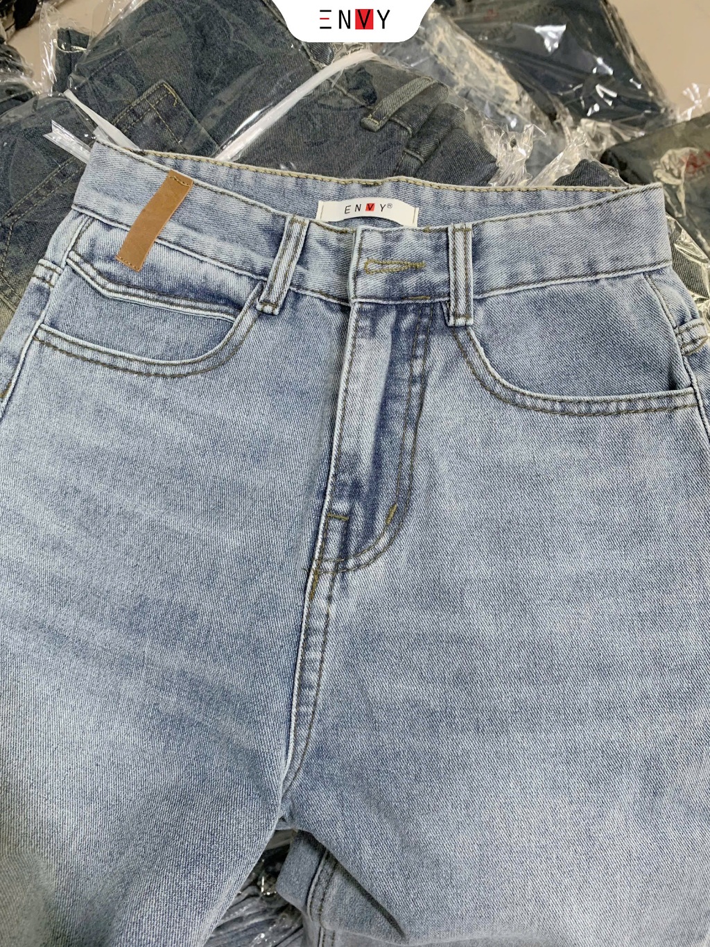 Ảnh Quần Jean Suông Vải Mềm Dáng Ngắn (93cm) Bản Lai To ENVY J171 4