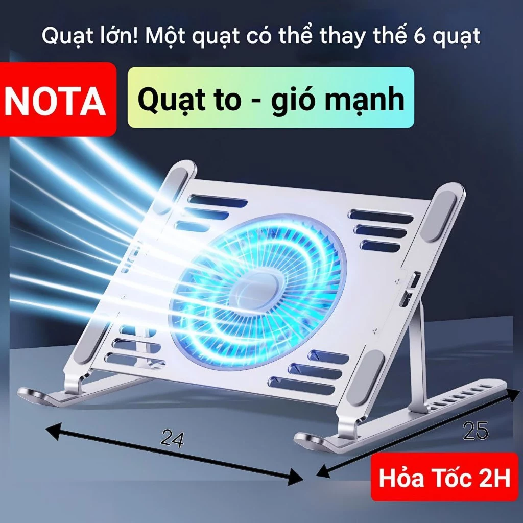 Đế Tản Nhiệt Laptop Có Led Dành Cho Máy Tính Từ 12 inch Đến 15.6 inch Quạt Tản Nhiệt To Chạy mạnh êm giá đỡ laptop