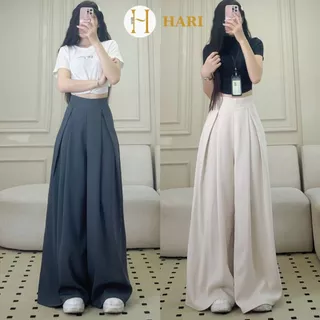 Quần tây công sở Hari ống rộng vừa ly lệch 2 bên cạp cao hách dáng