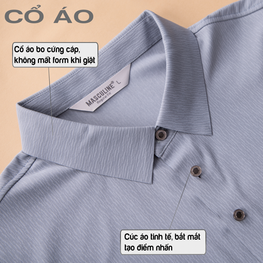 Áo polo nam cao cấp MASCULINE MPL508 Chất liệu tơ tằm Co giãn tốt mềm mịn Form Regular fit