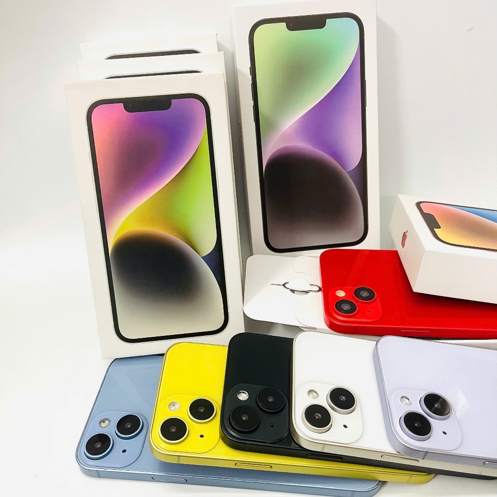 Mô hình và hộp 14 và 14plus trưng bày có logo Táo tỉ lệ (1:1)