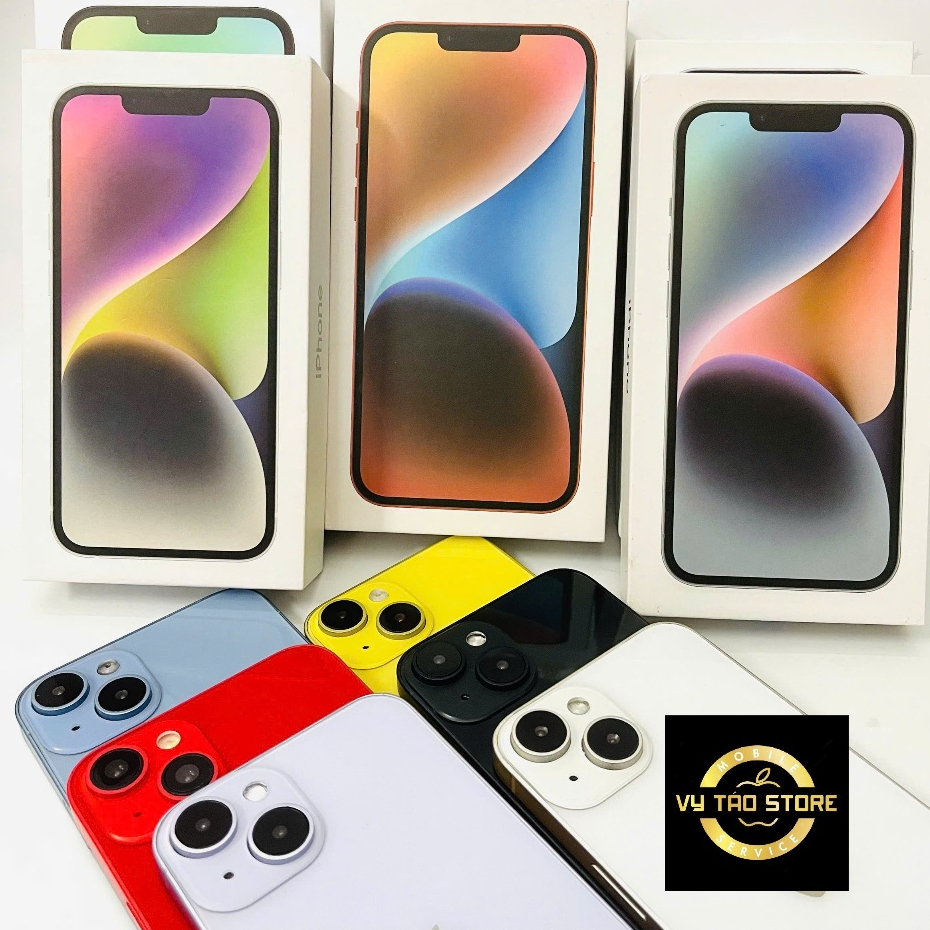 Mô hình và hộp 14 và 14plus trưng bày có logo Táo tỉ lệ (1:1)