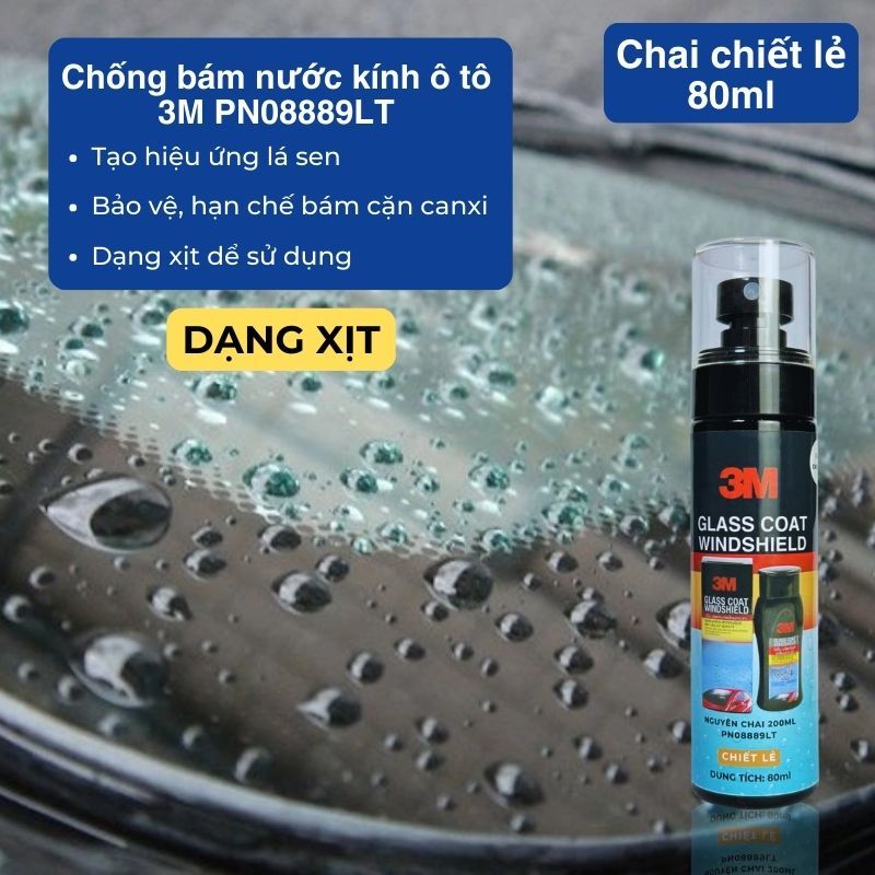 Chai chống bám nước trên kính xe 3M Glass Coat Windshield 08889 LT