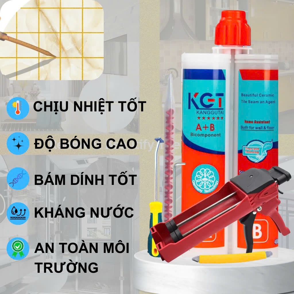 [Chính hãng KGT] Keo Chà Ron Cao Cấp 2 Thành Phần – Chống Thấm, Chống Mốc, Chống Bám Bẩn, Nhiều Màu