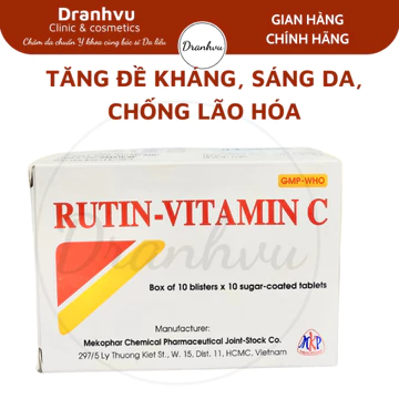Rutin-Vitamin C hàm lượng cao hộp 100 viên -tăng tính bền mạch máu, giảm chảy máu chân răng, trẻ hóa da, trắng daDranhvu