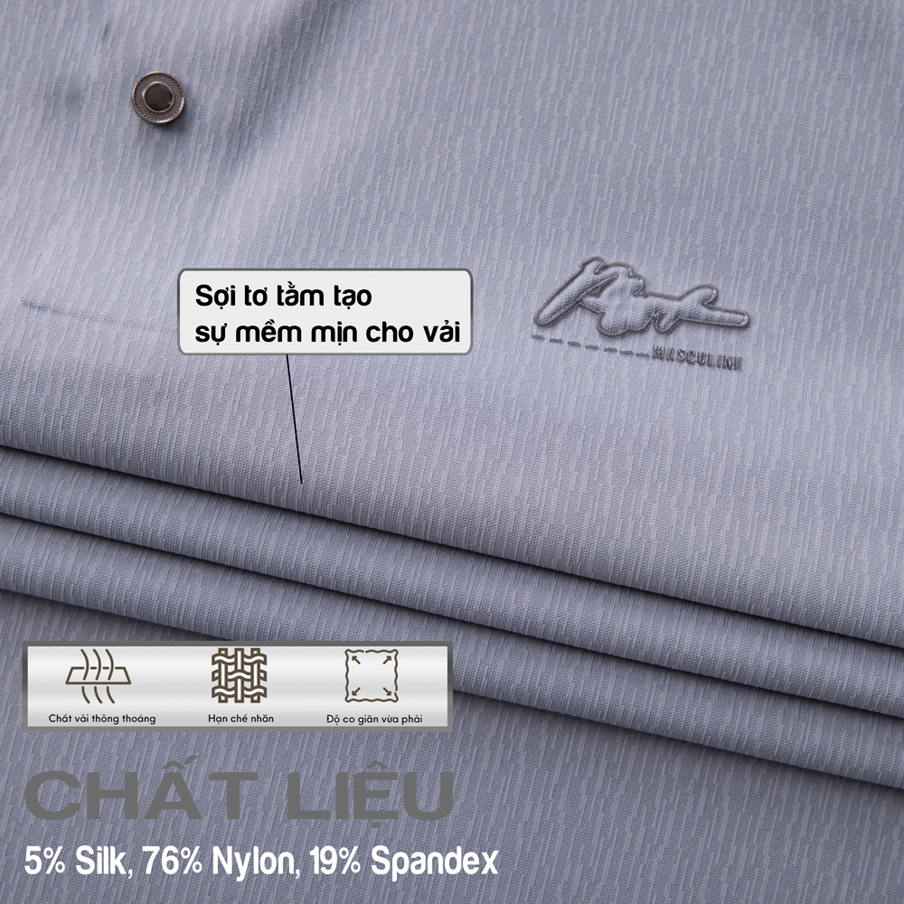 Áo polo nam cao cấp MASCULINE MPL508 Chất liệu tơ tằm Co giãn tốt mềm mịn Form Regular fit