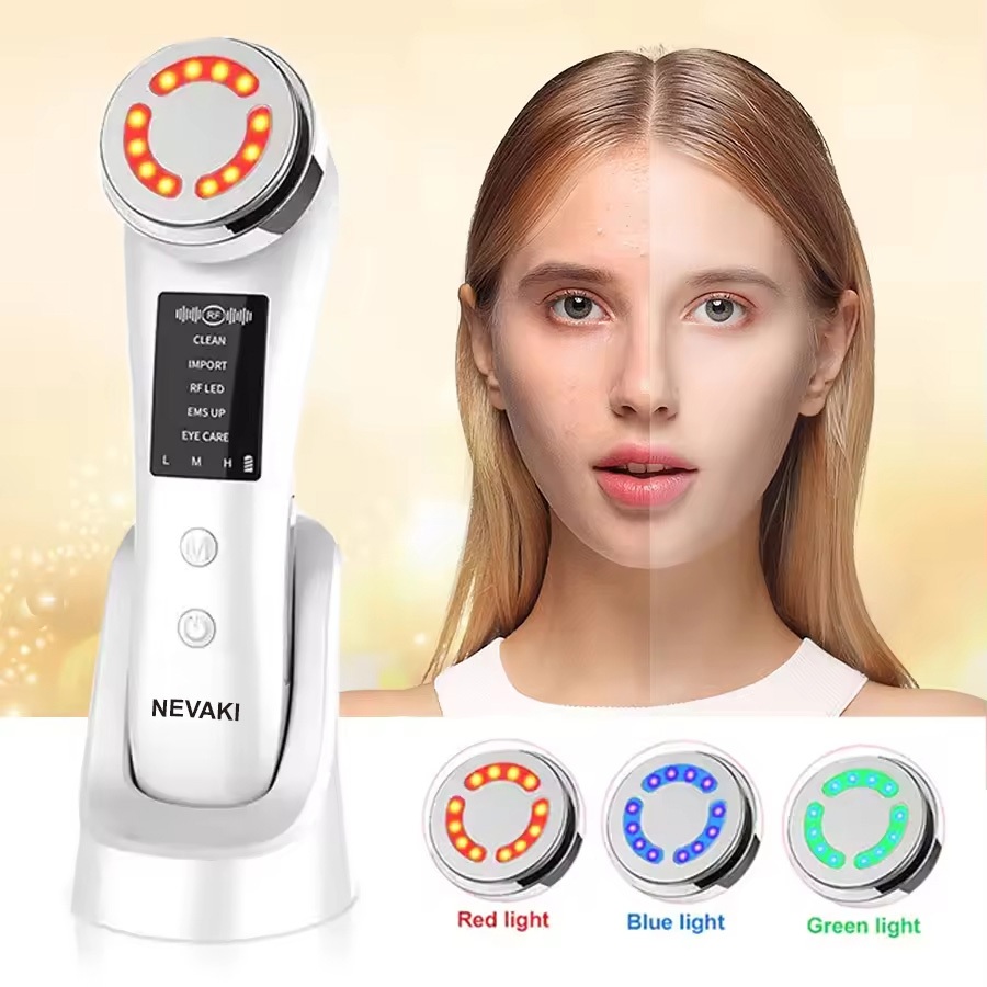 Máy đẩy tinh chất nâng cơ 5 trong 1 NEVAKI tẩy trang đẩy tinh chất làm trắng da EMS và massage mắt