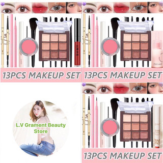 Combo Bộ Makeup 13Pcs Làm Đẹp Cơ Bản Tone Mắt Nâu Cho Phái Nữ
