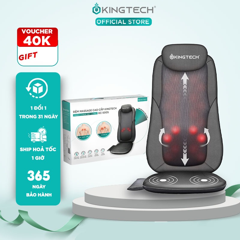 Ảnh Đệm Massage KINGTECH KC-500S - Mát Xa Lưng 3D Chuyên Sâu Dùng Trên Ghế, Kết Hợp Tính Năng Nhiệt Hồng Ngoại - Chính Hãng 1