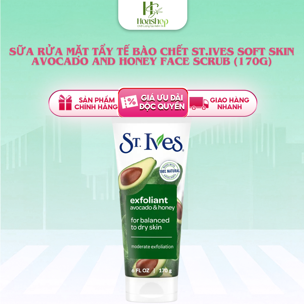 Sữa Rửa Mặt Tẩy Tế Bào Chết St.Ives Soft Skin Avocado & Honey Scrub 170g