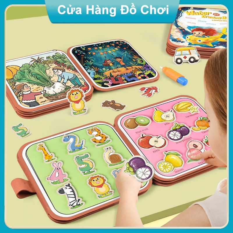 Dồ Chơi Sách Vẽ Tranh Bằng Nước Cho Bé Sách Có Thể Tháo Ra Và Dán Lại Để Sử Dụng Nhiều Lần-PUKAPI