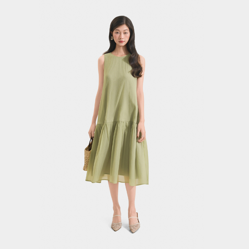 Ảnh Đầm Kiểu Nữ MARC FASHION Form Suông Sát Nách Thắt Nơ Lưng - CBLH073023 1