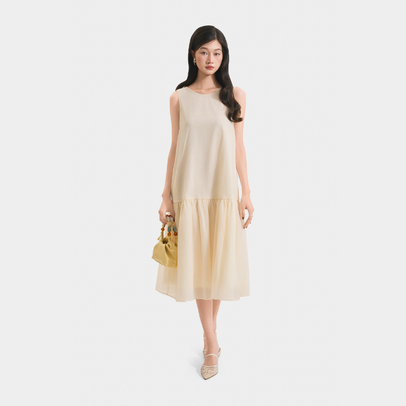 Ảnh Đầm Kiểu Nữ MARC FASHION Form Suông Sát Nách Thắt Nơ Lưng - CBLH073023 3