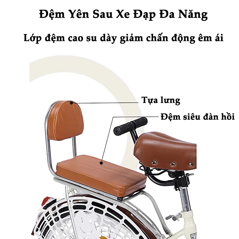 Xe đạp gấp cho gia đình 24/26 inch nữ yên xe thoải mái có giỏ 7 tốc độ phong cách cổ điển