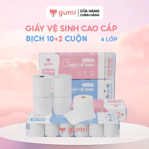 Set 10 cuộn giấy vệ sinh Gumi cao cấp bịch 4 lớp dày dặn, mềm mịn.