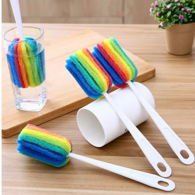 Cây cọ rửa ly cốc , lọ hoa 7 màu cọ rửa bình sữa cho bé , cọ cốc đa năng tiện dụng