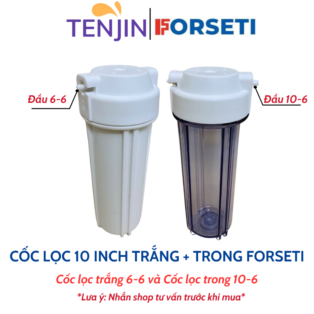 Cốc Lẻ 10 Inch Forseti Dùng Cho Lọc Đầu Nguồn Gồm Cốc Trắng R21+R13, Cắm nhanh 10-6 Và Cốc Trong R21+R13, Cắm Nhanh 6-6
